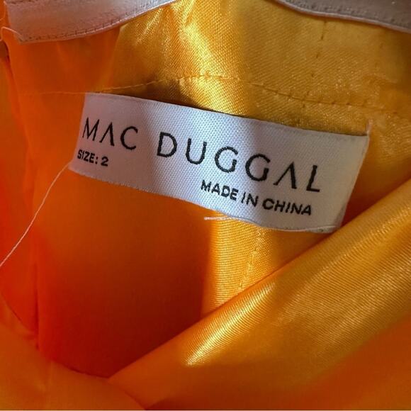 Mac Duggal Bow Sweetheart Strapless A Line Gown in Marigold 2 - Picture 4 of 12